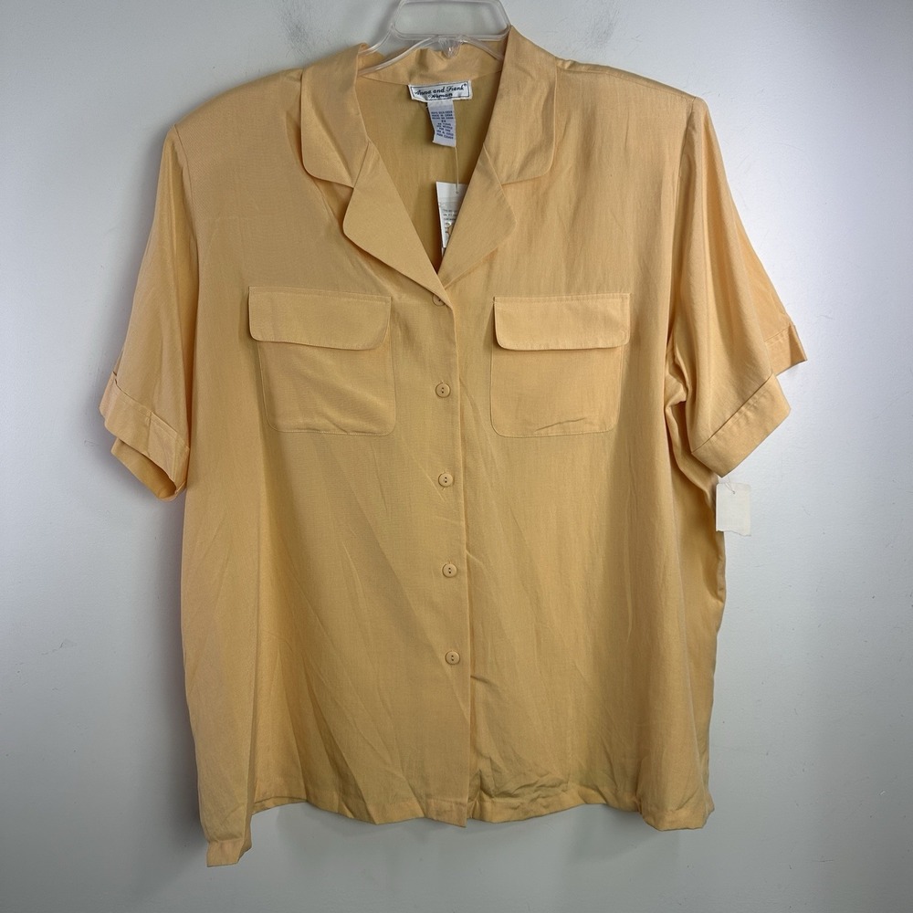 Vintage Anna and Frank Silk Blouse Butter Yellow 2X Old Money Preppy Coastal New